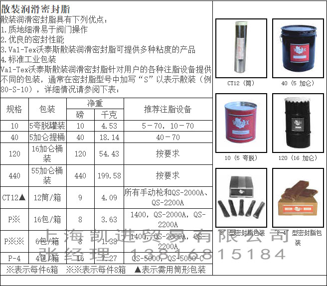 沃泰斯VAL-TEX 潤滑密封脂_上海黎天貿易有限公司